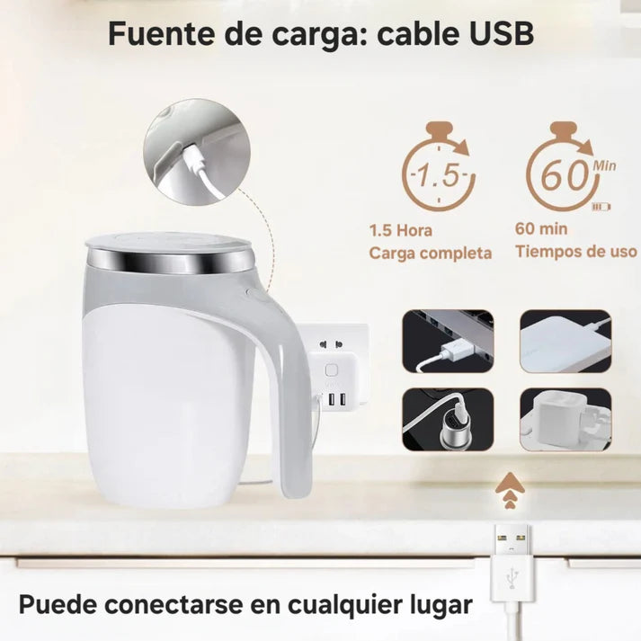 Taza Mezcladora Automática — Mezcla Fácil, Todo en Uno (USB Recargable) + ENVÍO GRATIS